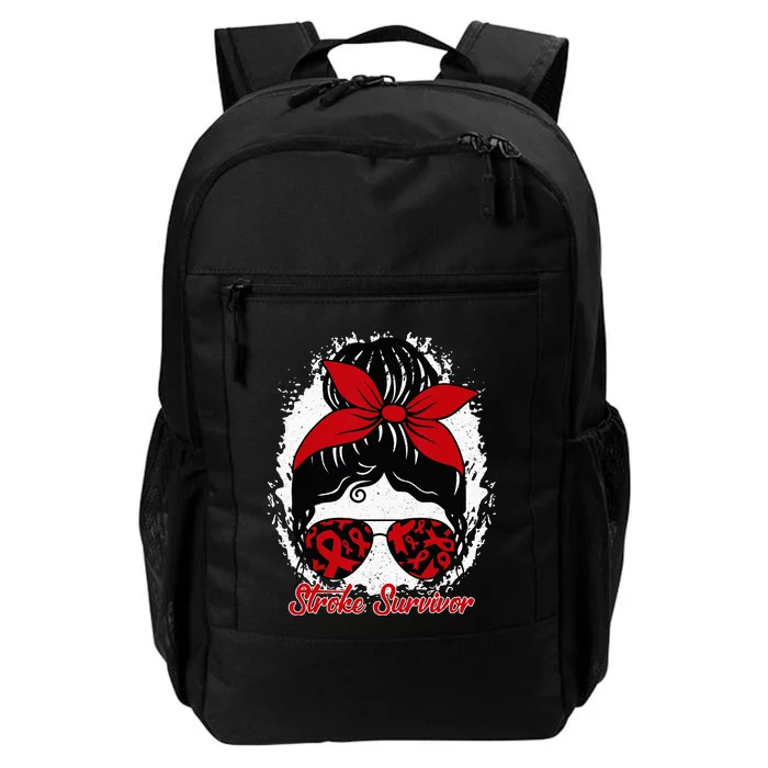 Cute Stroke Survivor Awareness Red Ribbon Brain Attack Daily Commute Backpack