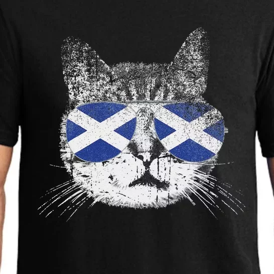 Cat Scottish Scotland Flag Country Retro Funny Pajama Set