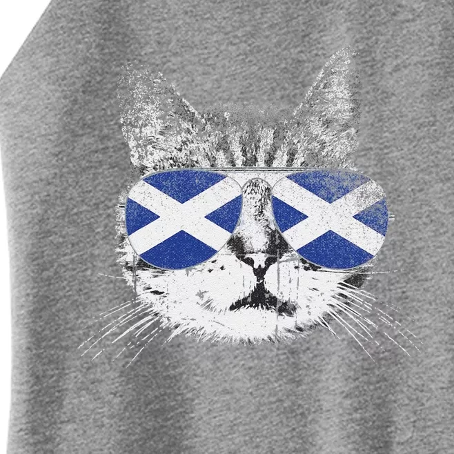 Cat Scottish Scotland Flag Country Retro Funny Women’s Perfect Tri Rocker Tank