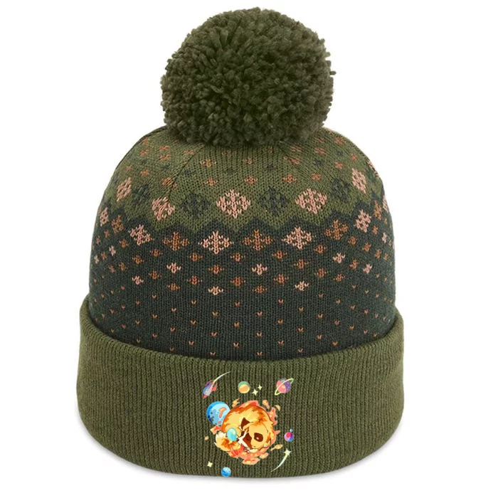 Cute Sleepy Space Akita Dog Graphic The Baniff Cuffed Pom Beanie