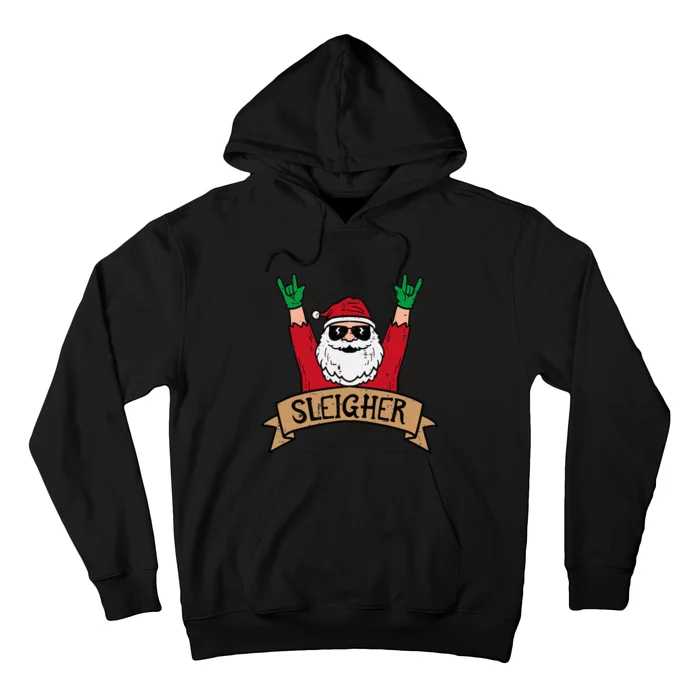 Christmas Sleigher Santa Rock Xmas Rocker Hoodie