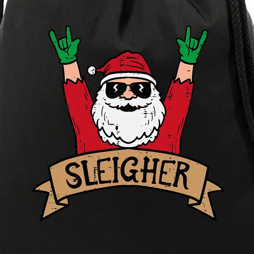 Christmas Sleigher Santa Rock Xmas Rocker Drawstring Bag