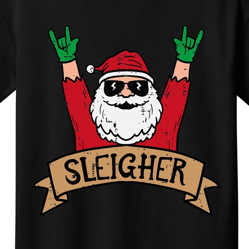 Christmas Sleigher Santa Rock Xmas Rocker Kids T-Shirt