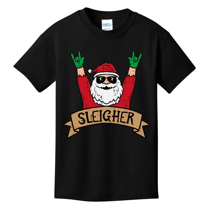 Christmas Sleigher Santa Rock Xmas Rocker Kids T-Shirt