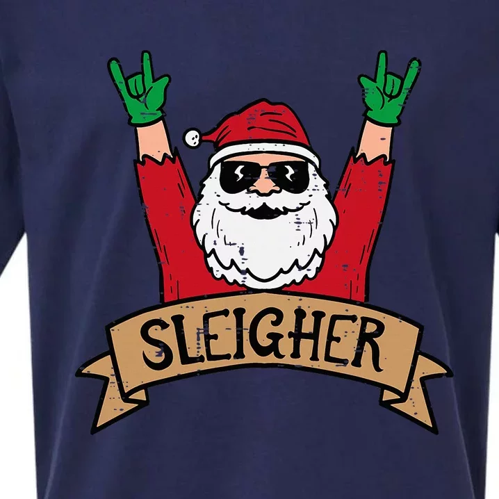 Christmas Sleigher Santa Rock Xmas Rocker Sueded Cloud Jersey T-Shirt