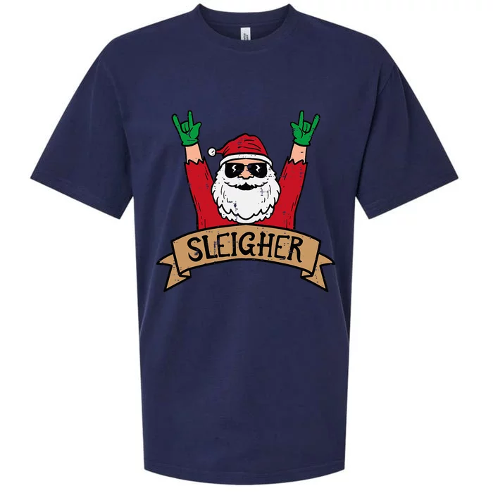 Christmas Sleigher Santa Rock Xmas Rocker Sueded Cloud Jersey T-Shirt