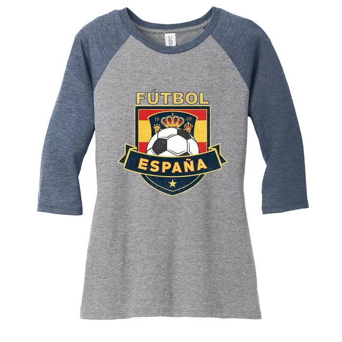 Cool Spain Soccer Team Women's Tri-Blend 3/4-Sleeve Raglan Shirt