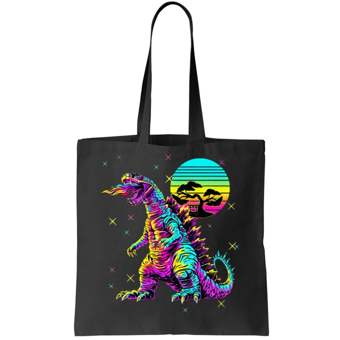 Cool Streetwear Synthwave 80s 90s Retro Anime Snakezilla Tote Bag