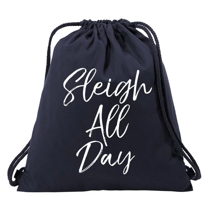 Cute Snow Sledding Quote Winter Sleigh All Day Gift Drawstring Bag