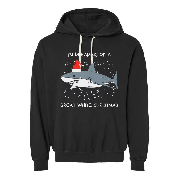 Christmas Shark Santa Hat Xmas Santa Jaws Funny Shark Pun Garment-Dyed Fleece Hoodie