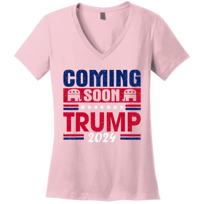 Coming Soon Trump 2024 Women's V-Neck T-Shirt