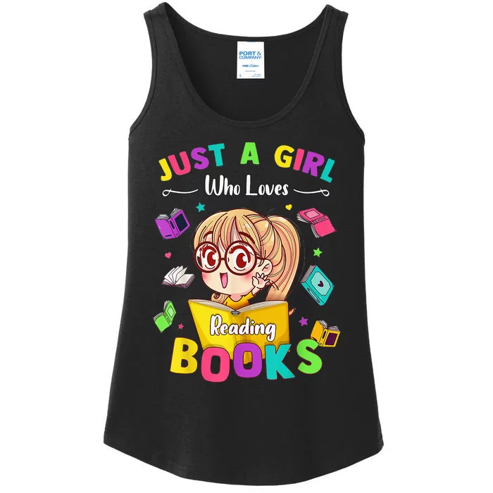 Cute Students Tee Just A  Who Loves Reading Books Ladies Essential Tank