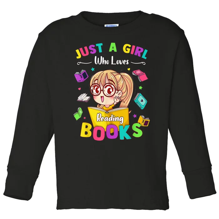 Cute Students Tee Just A  Who Loves Reading Books Toddler Long Sleeve Shirt