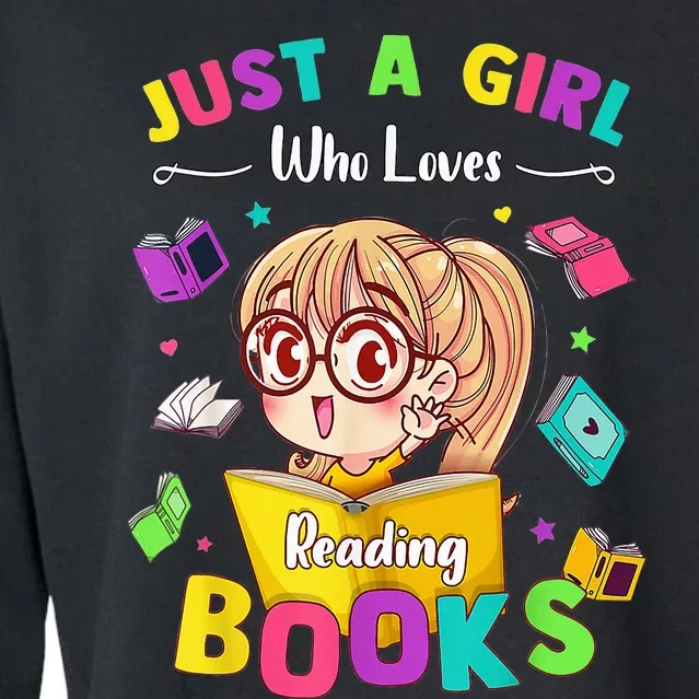 Cute Students Tee Just A  Who Loves Reading Books Cropped Pullover Crew