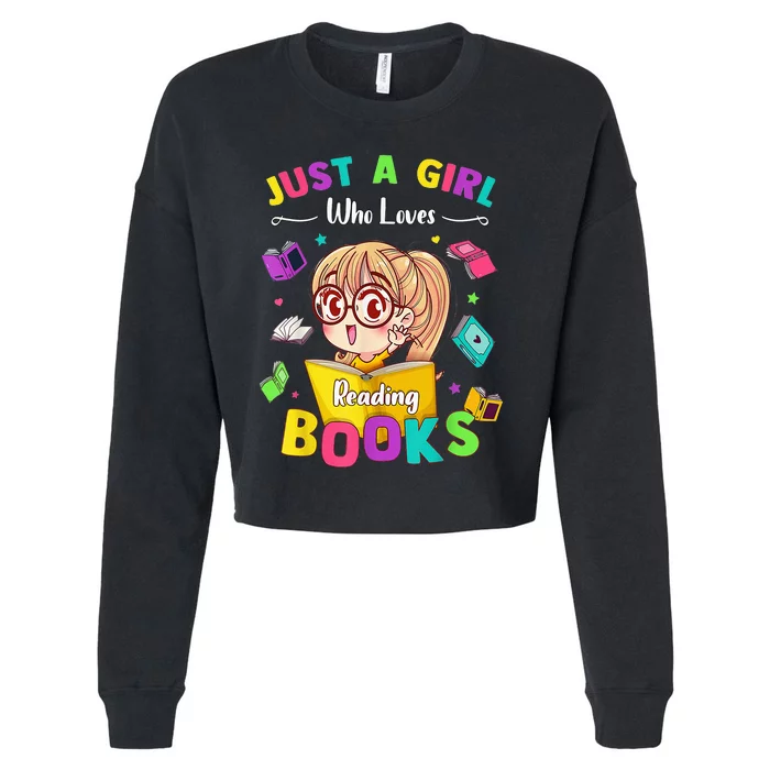 Cute Students Tee Just A  Who Loves Reading Books Cropped Pullover Crew