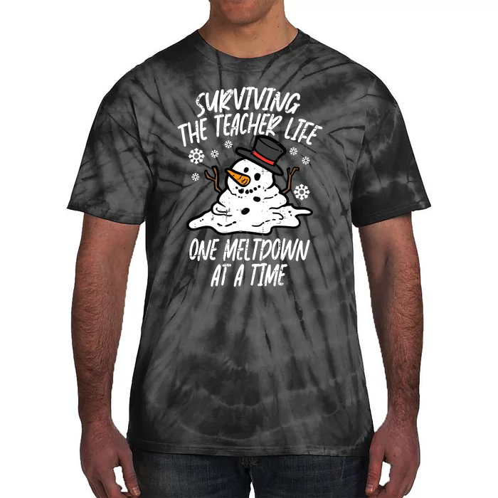 Christmas Surviving Teacher Life Meltdown Xmas Tie-Dye T-Shirt