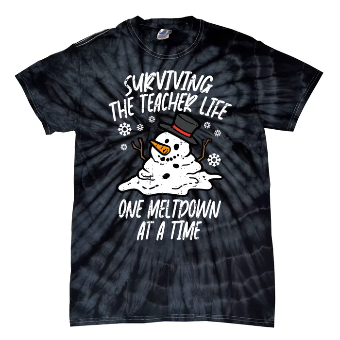 Christmas Surviving Teacher Life Meltdown Xmas Tie-Dye T-Shirt