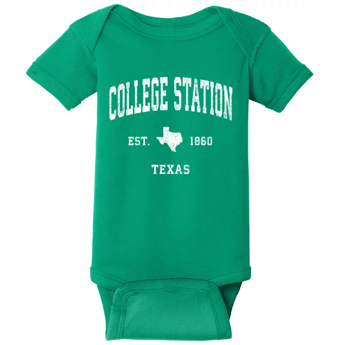 College Station Texas Tx Vintage Athletic Baby Bodysuit