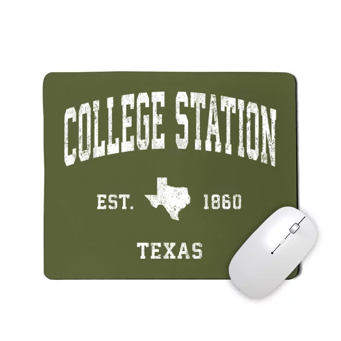 College Station Texas Tx Vintage Athletic Mousepad