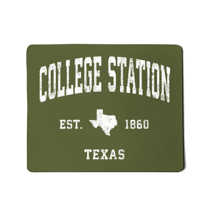 College Station Texas Tx Vintage Athletic Mousepad