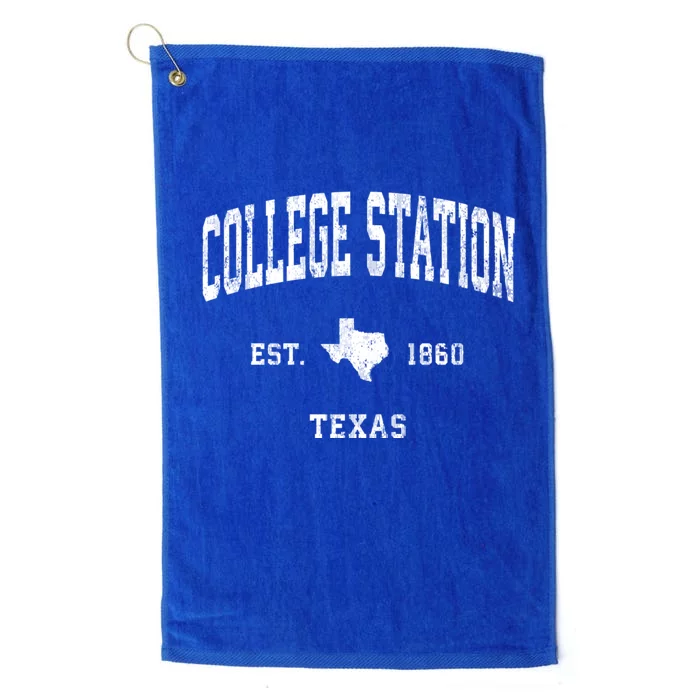 College Station Texas Tx Vintage Athletic Platinum Collection Golf Towel