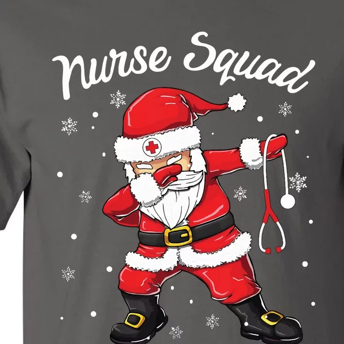 Christmas Scrub Tops Women Dabbing Santa Scrubs Nurse Squad Tall T-Shirt