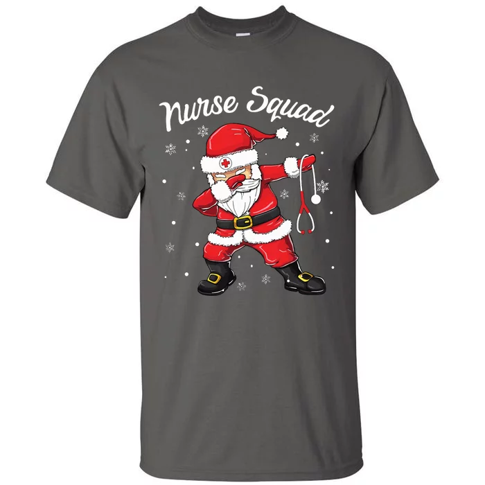 Christmas Scrub Tops Women Dabbing Santa Scrubs Nurse Squad Tall T-Shirt