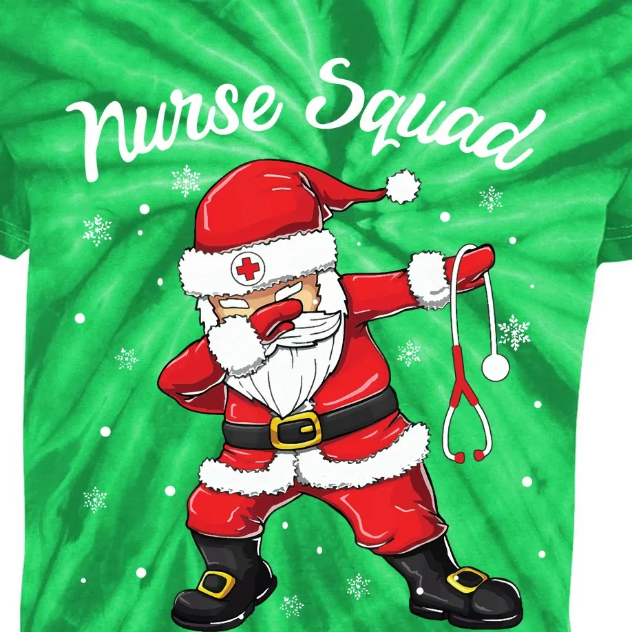 Christmas Scrub Tops Women Dabbing Santa Scrubs Nurse Squad Kids Tie-Dye T-Shirt