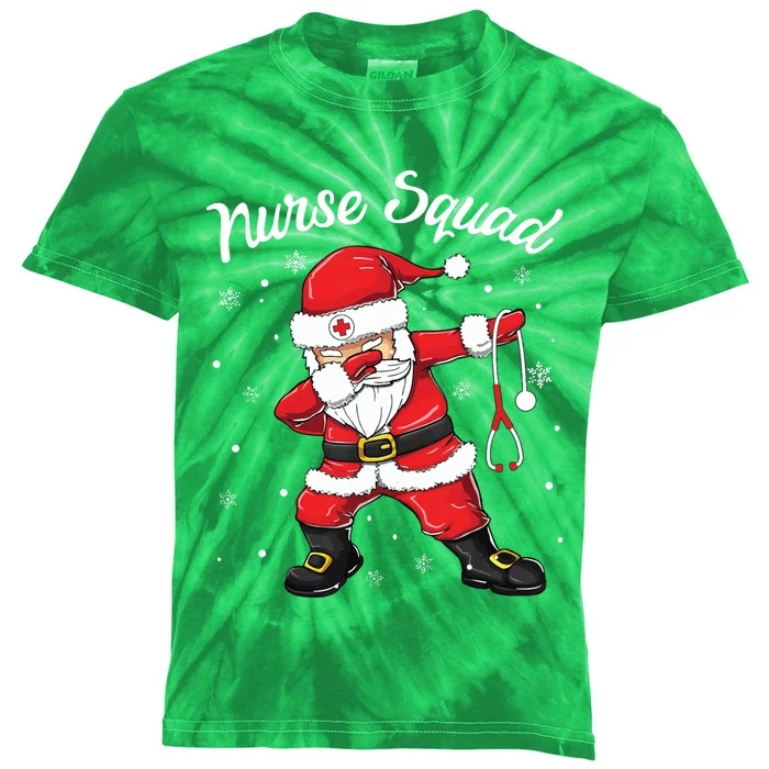 Christmas Scrub Tops Women Dabbing Santa Scrubs Nurse Squad Kids Tie-Dye T-Shirt