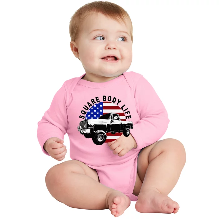 Classic Squarebody Truck 4x4 Square Body Baby Long Sleeve Bodysuit