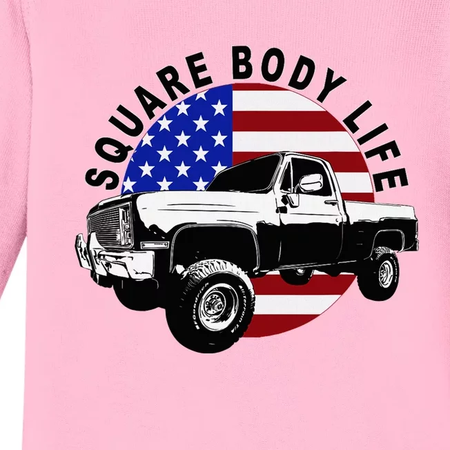 Classic Squarebody Truck 4x4 Square Body Baby Long Sleeve Bodysuit