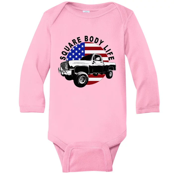 Classic Squarebody Truck 4x4 Square Body Baby Long Sleeve Bodysuit