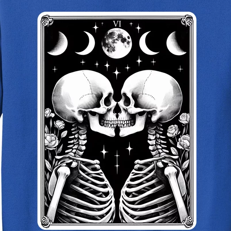 Celestial Skeleton The Lovers Tarot Card Moon Phases Meaningful Gift Tall Sweatshirt