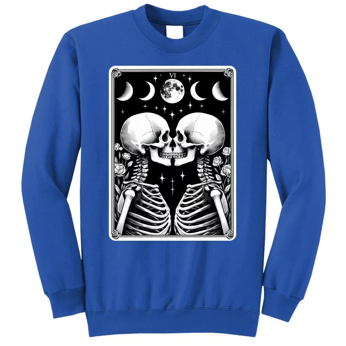 Celestial Skeleton The Lovers Tarot Card Moon Phases Meaningful Gift Tall Sweatshirt