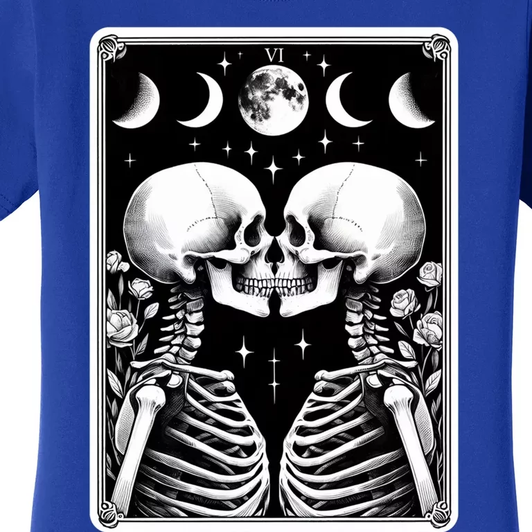 Celestial Skeleton The Lovers Tarot Card Moon Phases Meaningful Gift Women's T-Shirt