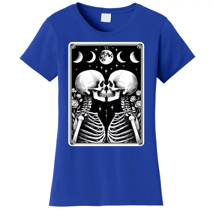 Celestial Skeleton The Lovers Tarot Card Moon Phases Meaningful Gift Women's T-Shirt