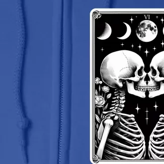 Celestial Skeleton The Lovers Tarot Card Moon Phases Meaningful Gift Full Zip Hoodie