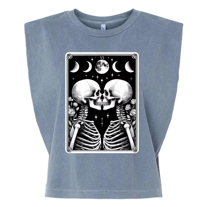 Celestial Skeleton The Lovers Tarot Card Moon Phases Meaningful Gift Garment-Dyed Women's Muscle Tee