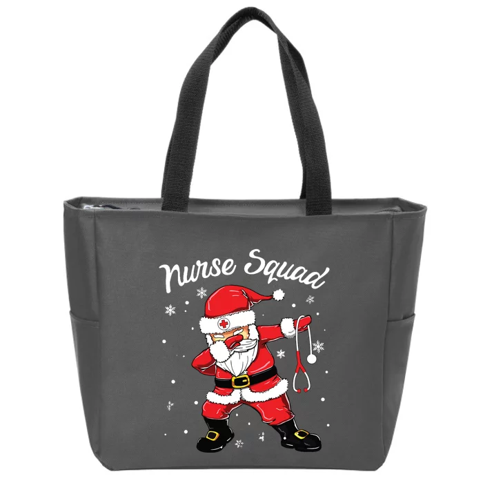 Christmas Scrub Tops Women Dabbing Santa Scrubs Nurse Squad Zip Tote Bag