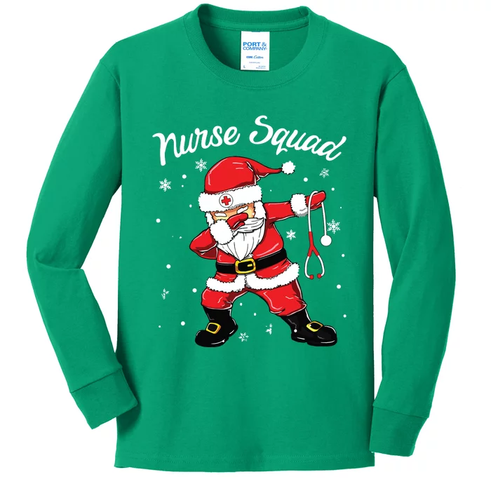 Christmas Scrub Tops Women Dabbing Santa Scrubs Nurse Squad Kids Long Sleeve Shirt