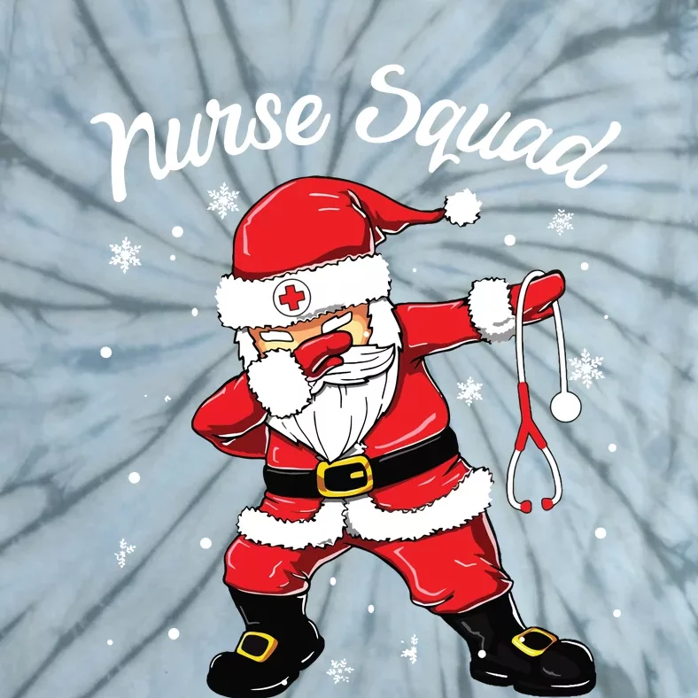 Christmas Scrub Tops Women Dabbing Santa Scrubs Nurse Squad Tie-Dye T-Shirt