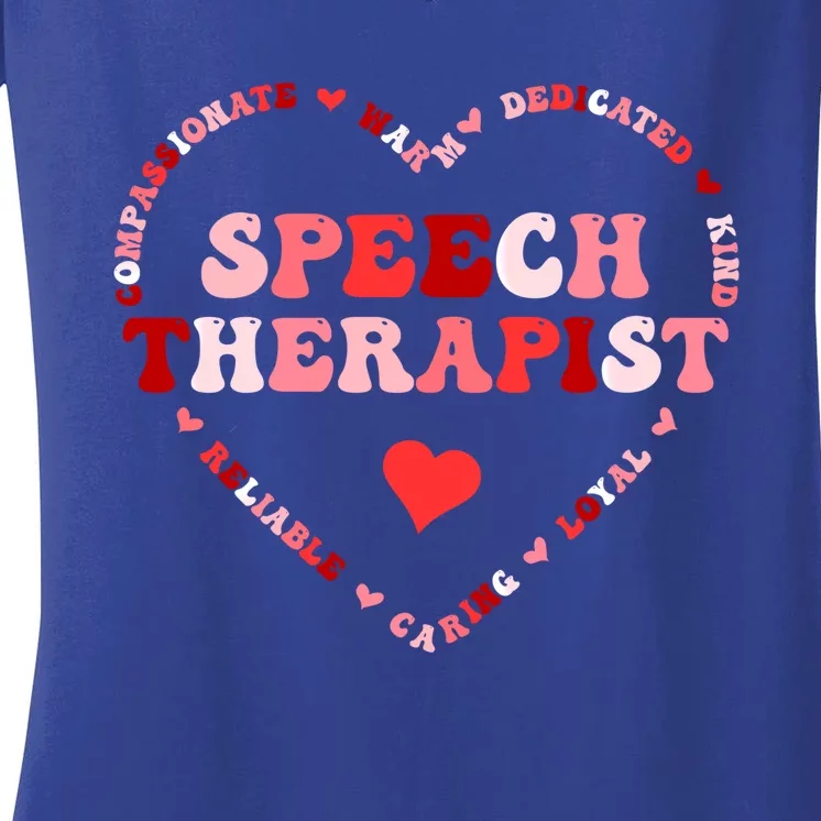 Cute Speech Therapist Valentines Day Heart Gift Women's V-Neck T-Shirt