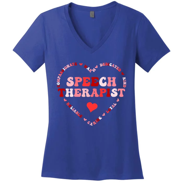 Cute Speech Therapist Valentines Day Heart Gift Women's V-Neck T-Shirt