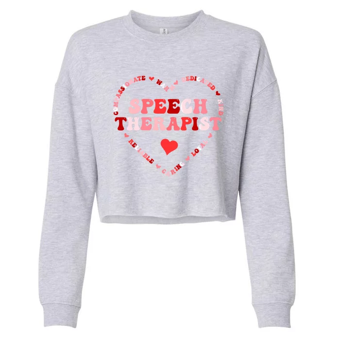 Cute Speech Therapist Valentines Day Heart Gift Cropped Pullover Crew