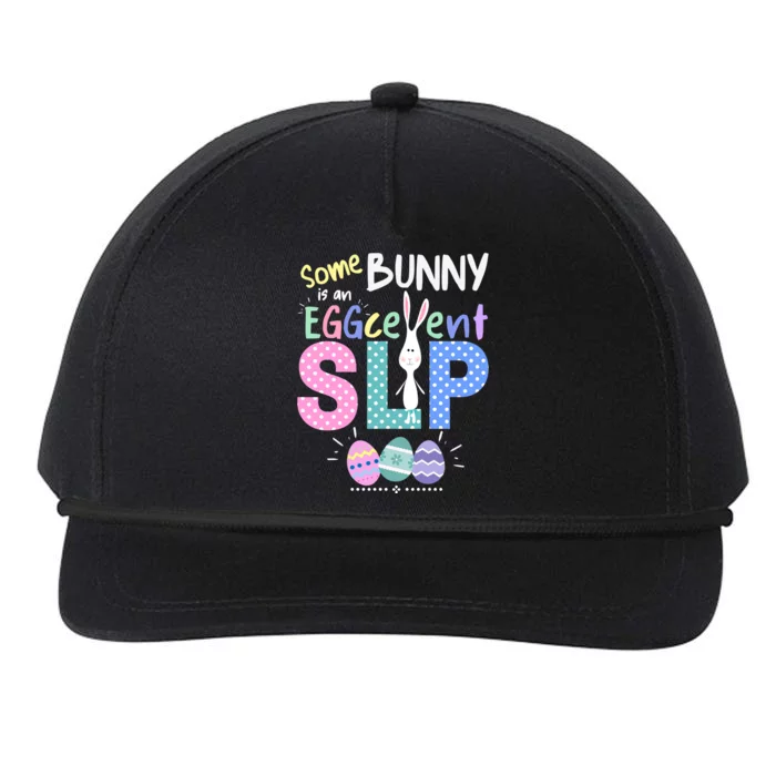 Cute Speech Therapy Easter Bunny Slp Eggcellent Therapist Meaningful Gift Snapback Five-Panel Rope Hat