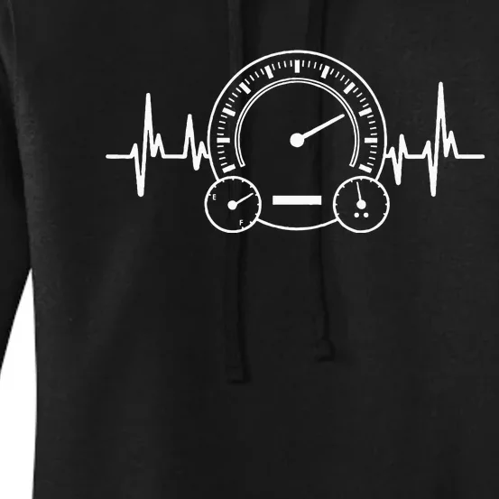 Car Speedometer Tee Auto Mechanic Guys Heartbeat Gifts Women's Pullover Hoodie