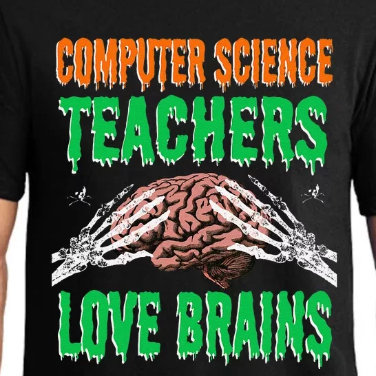 Computer Science Teachers Love Brains Halloween Teacher Gift Pajama Set