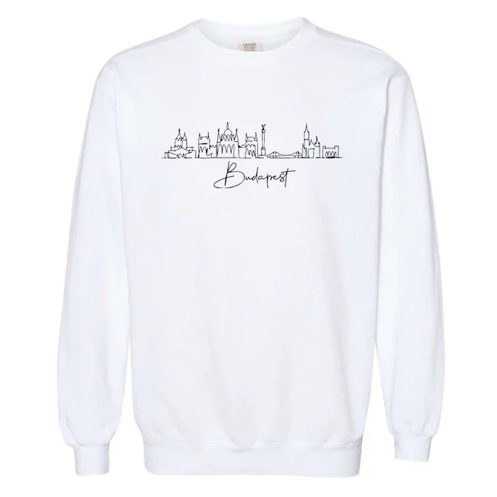 City Skyline Travel Souvenir Tourist Budapest Hungary Garment-Dyed Sweatshirt