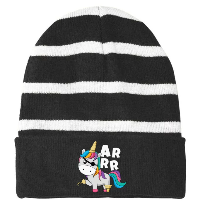 Caribbean Sea Thief Freebooter Unicorn Pirate Striped Beanie with Solid Band