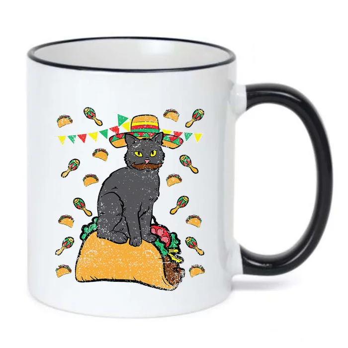 Cat Sitting Taco Cinco De Mayo Mexican Food Fiesta Party Black Color Changing Mug